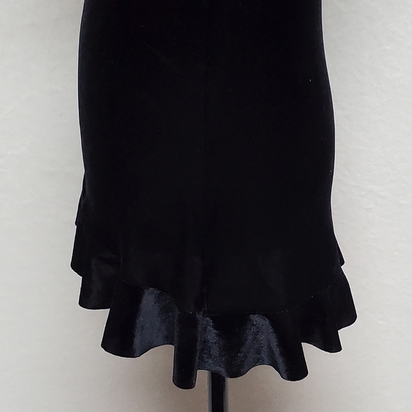 VINTAGE Shirley of Hollywood Black Velvet  Asymmetric Ruffle Mini Lingerie Dress - Picture 9 of 15